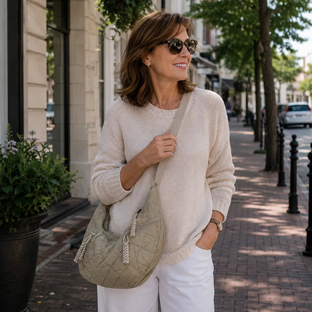Camila | Quilted Crescent Crossbody Bag