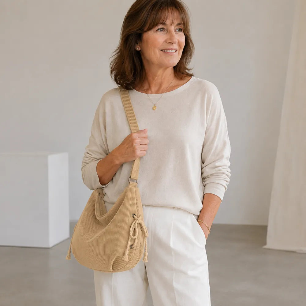 Amelia | Corduroy Drawstring Shoulder Bag