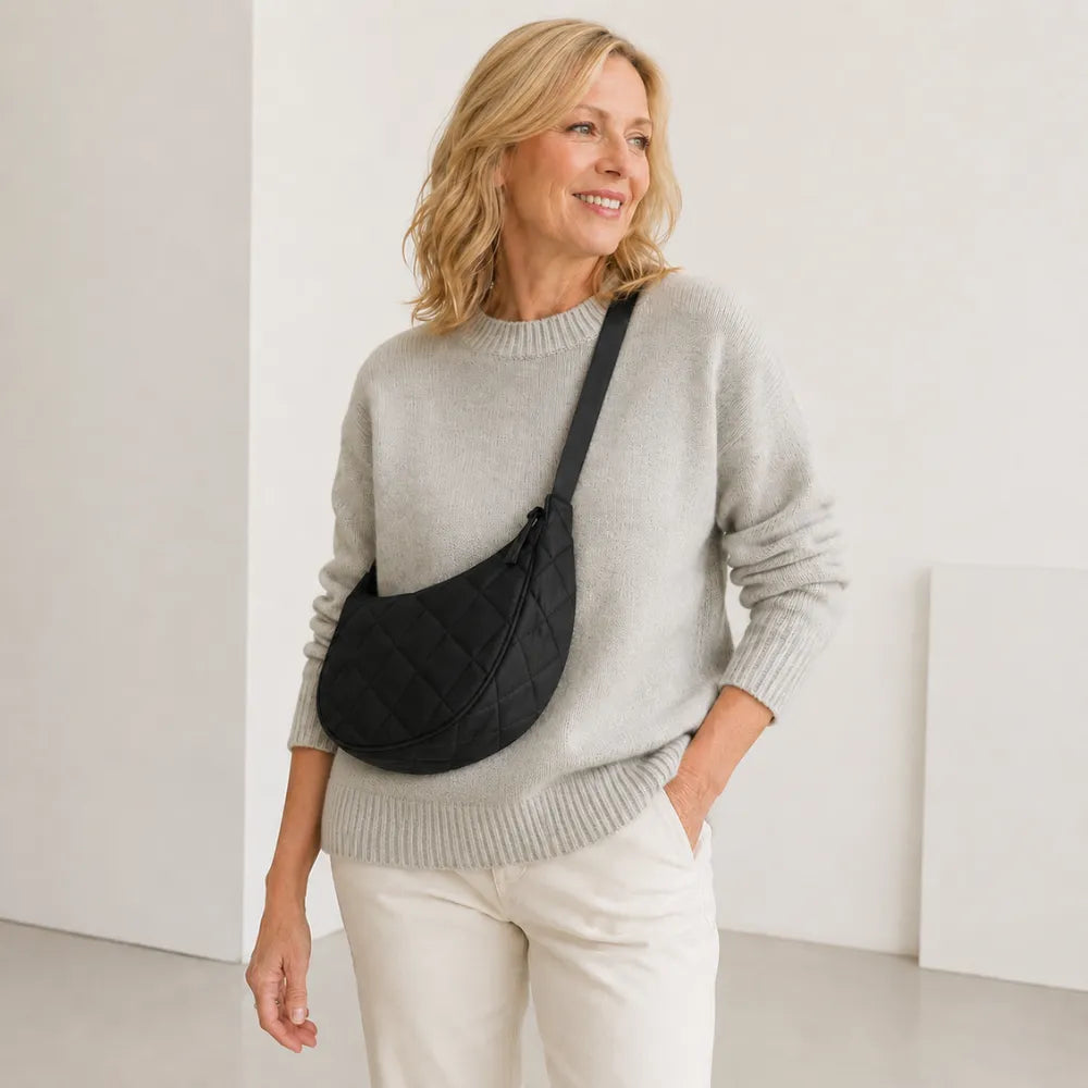 Nora | Quilted Half-Moon Crossbody Bag