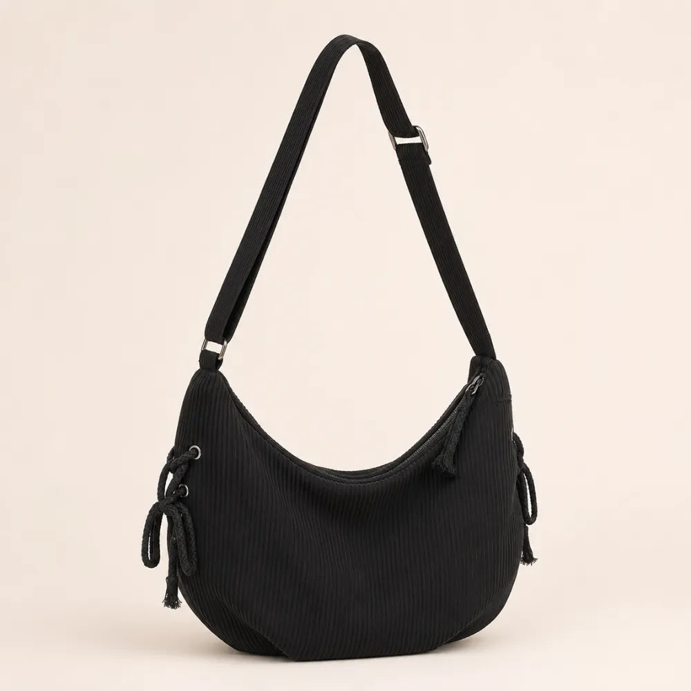 Amelia | Corduroy Drawstring Shoulder Bag