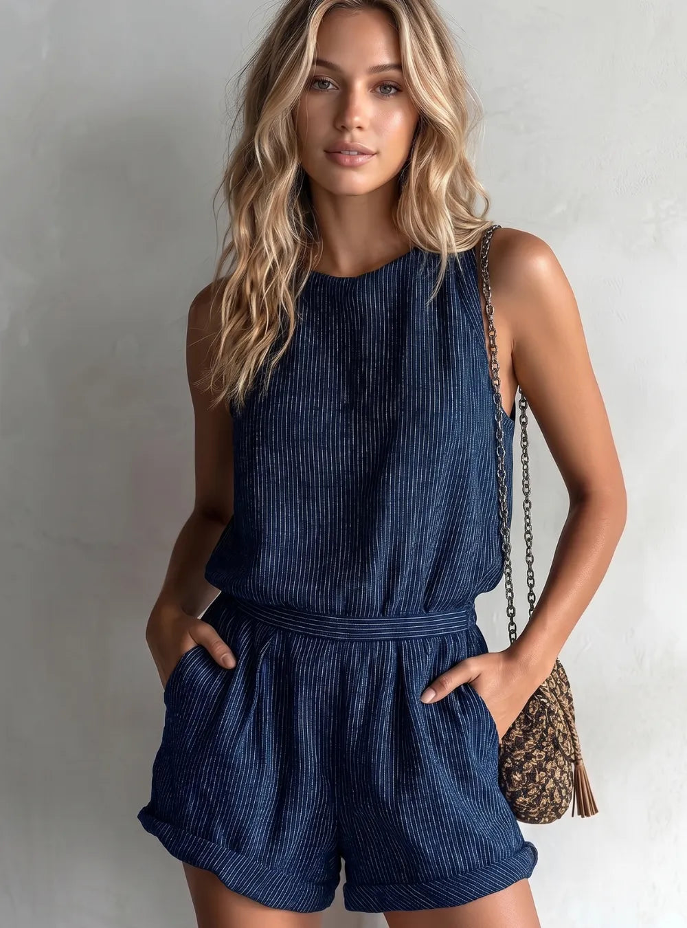 Olivia Striped Lose-fit Romper