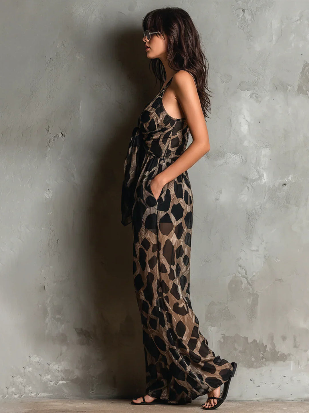 Leonor™ | Animal Print Halter Jumpsuit
