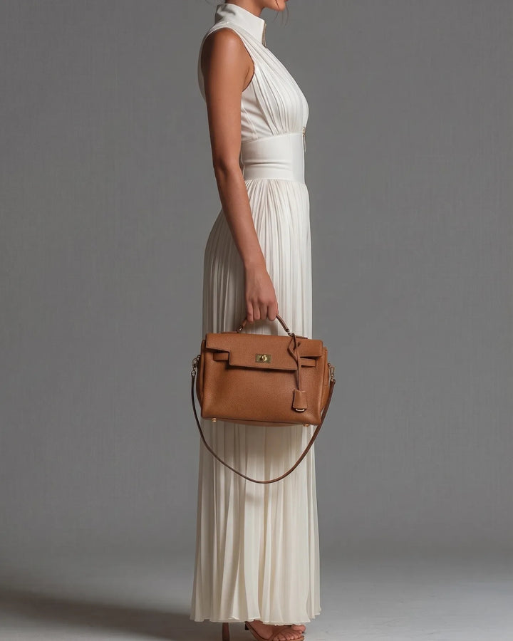 Olivia Plissé Jumpsuit in Crèmewit