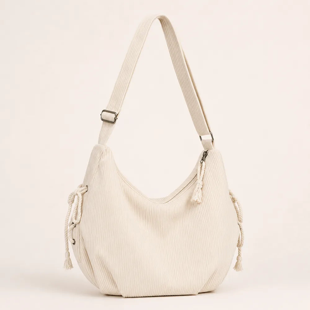 Amelia | Corduroy Drawstring Shoulder Bag