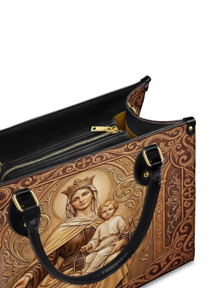 Catholight Lady Of Mount Carmel Personalized Leather Bag