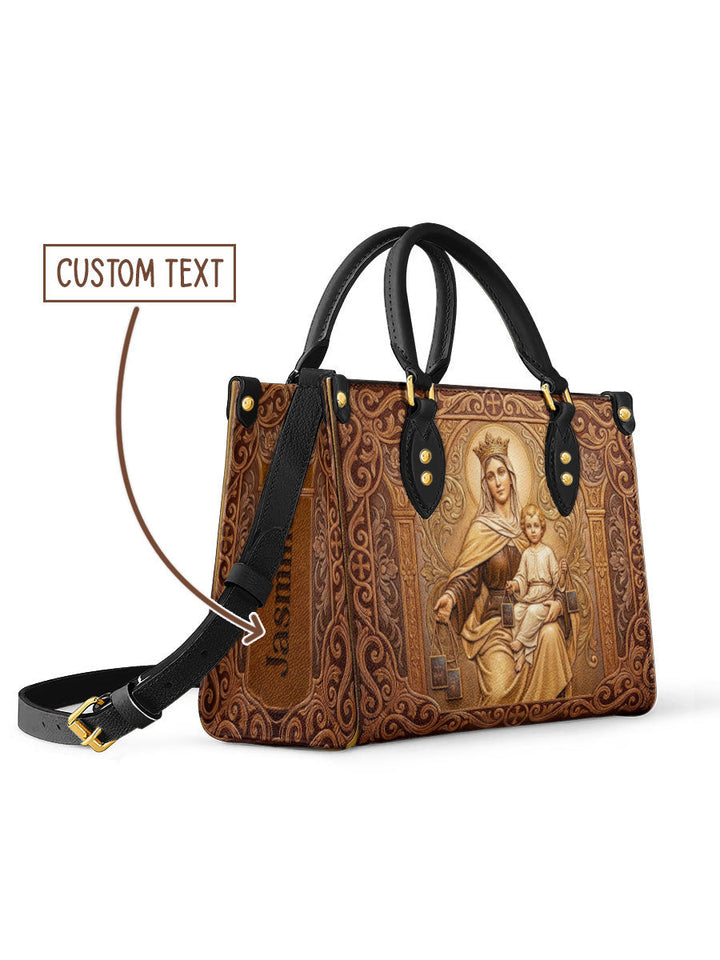 Catholight Lady Of Mount Carmel Personalized Leather Bag