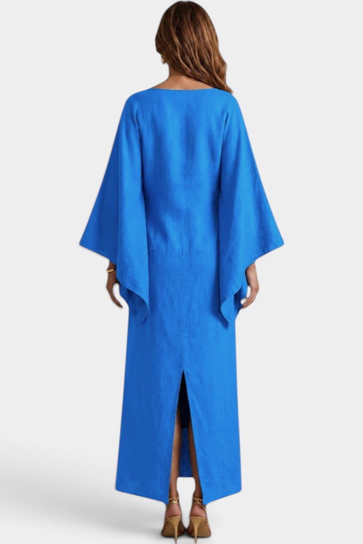 Kamilia™ | Kimono Midi Dress with Wrap Neckline & Wide Sleeves