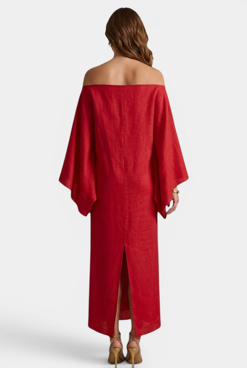 Kamilia™ | Kimono Midi Dress with Wrap Neckline & Wide Sleeves