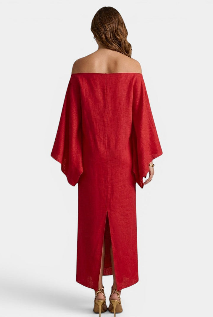 Kamilia™ | Kimono Midi Dress with Wrap Neckline & Wide Sleeves