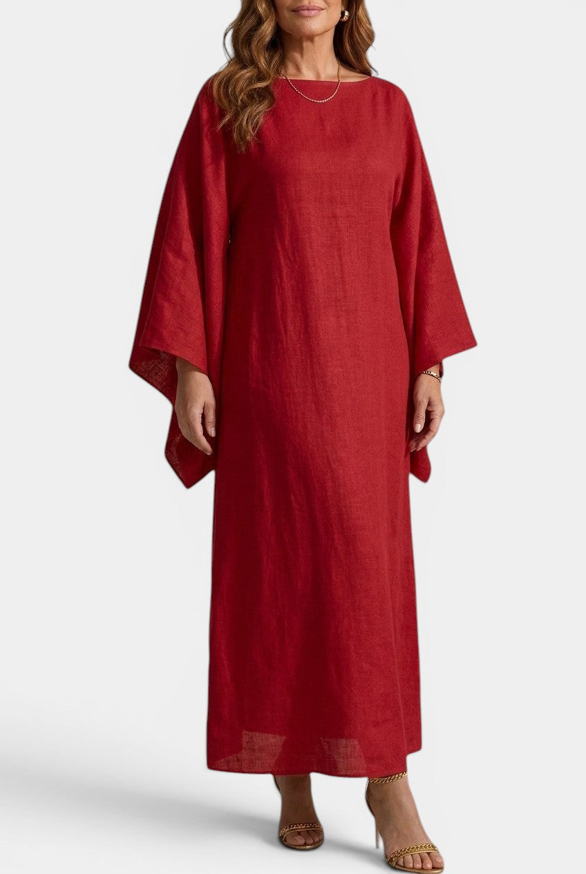 Kamilia™ | Kimono Midi Dress with Wrap Neckline & Wide Sleeves