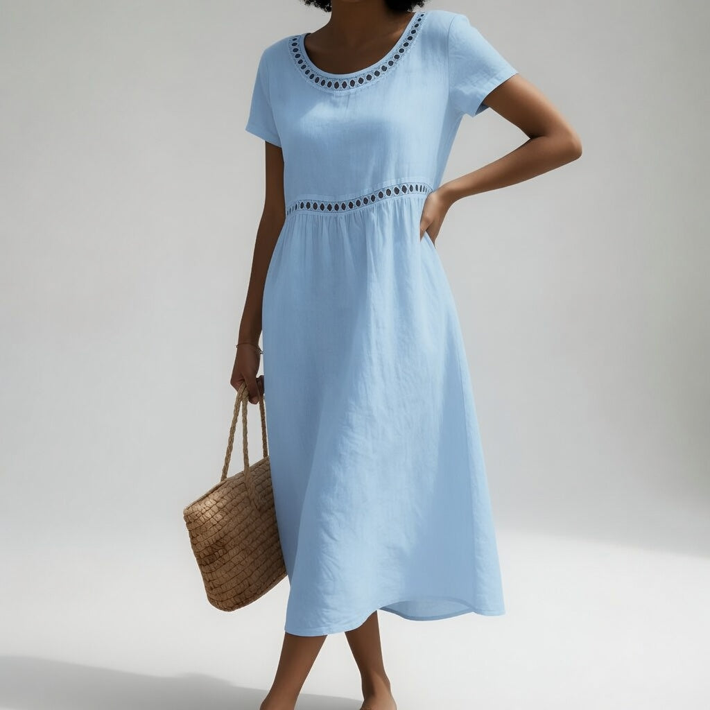 Embroidered Empire Dress for Women