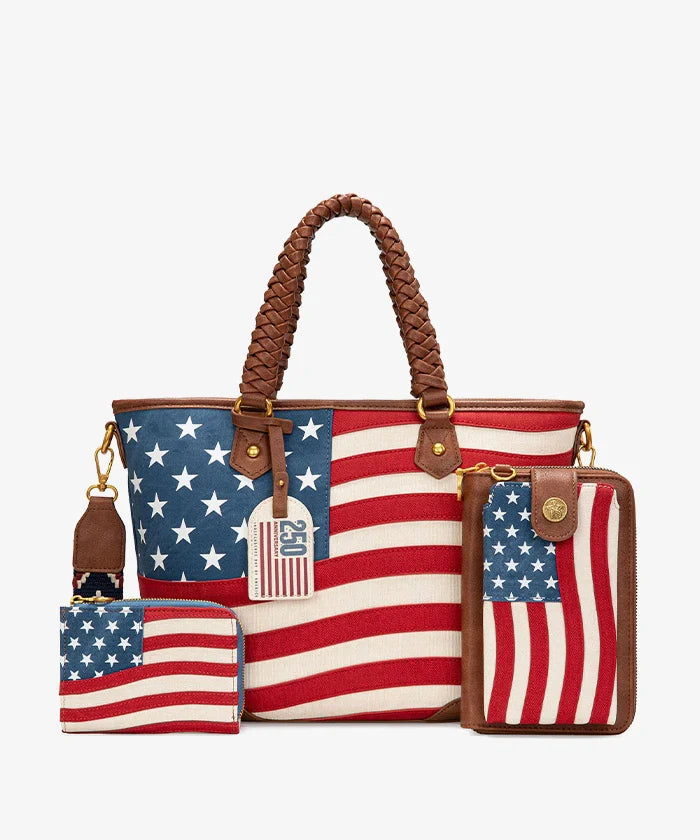 Montana West Vintage American Flag Tote Bag