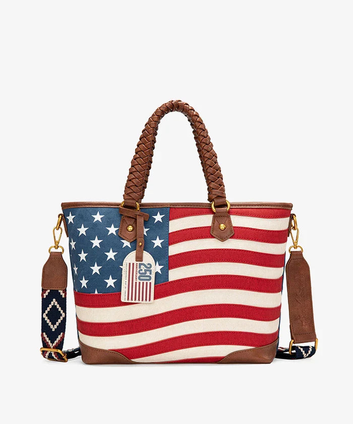 Montana West Vintage American Flag Tote Bag