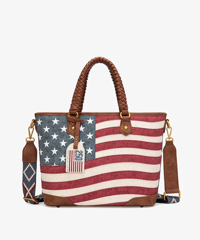 Montana West Vintage American Flag Tote Bag