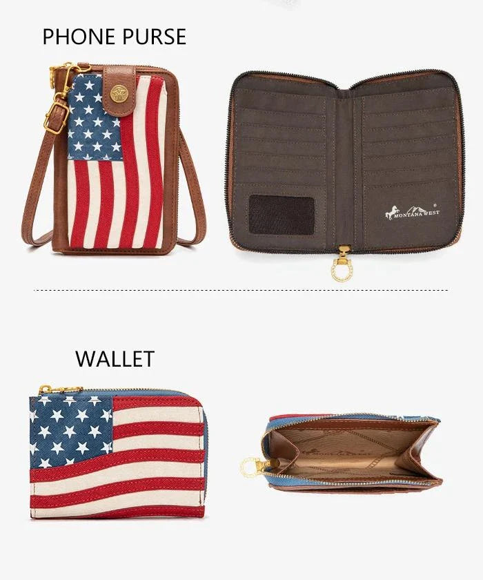 Montana West Vintage American Flag Tote Bag