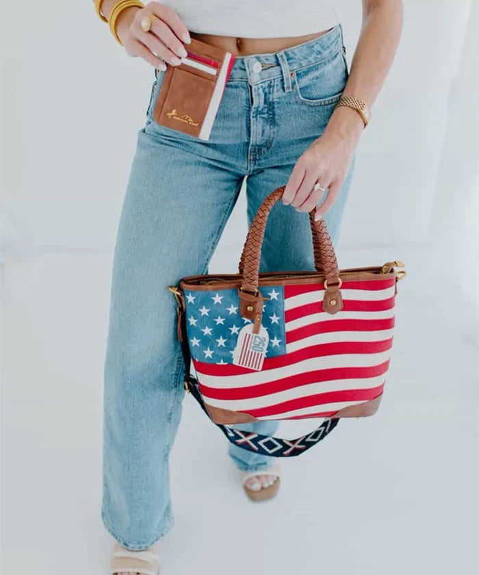 Montana West Vintage American Flag Tote Bag