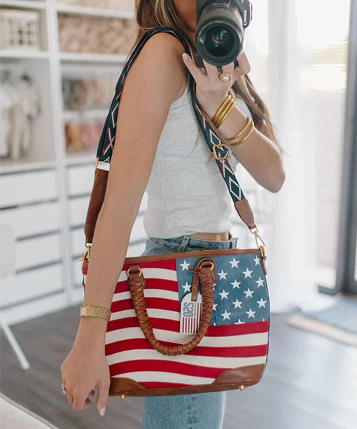 Montana West Vintage American Flag Tote Bag