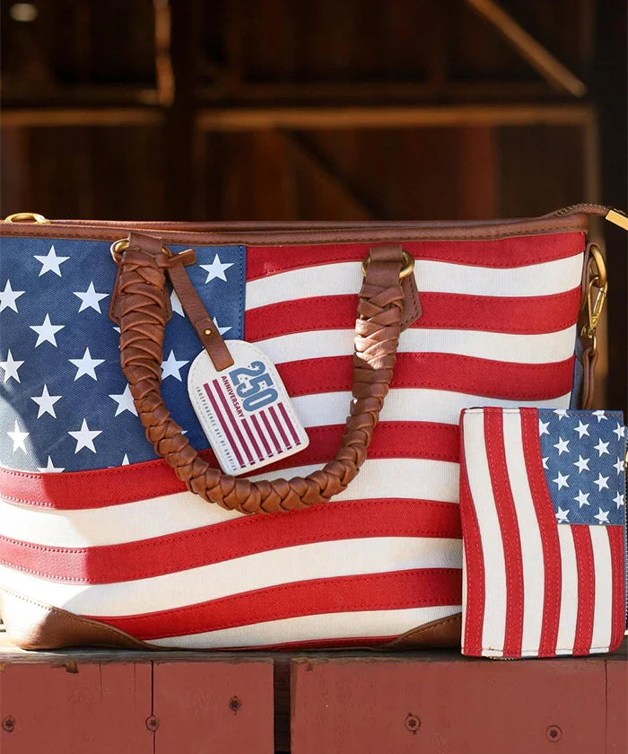 Montana West Vintage American Flag Tote Bag