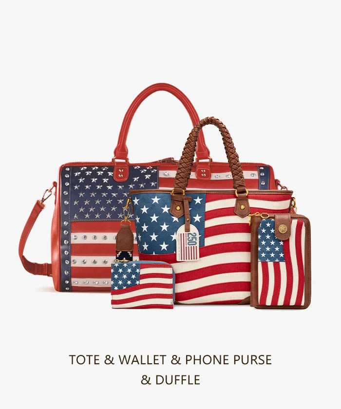 Montana West Vintage American Flag Tote Bag