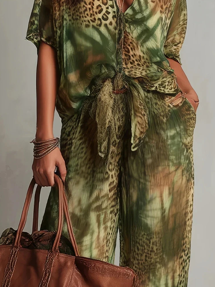 Sabrina™ | Boho Jungle Print Palazzo Set