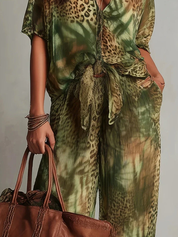 Sabrina™ | Boho Jungle Print Palazzo Set