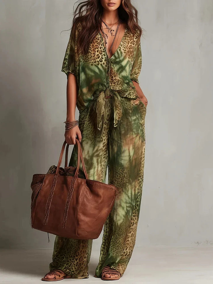 Sabrina™ | Boho Jungle Print Palazzo Set