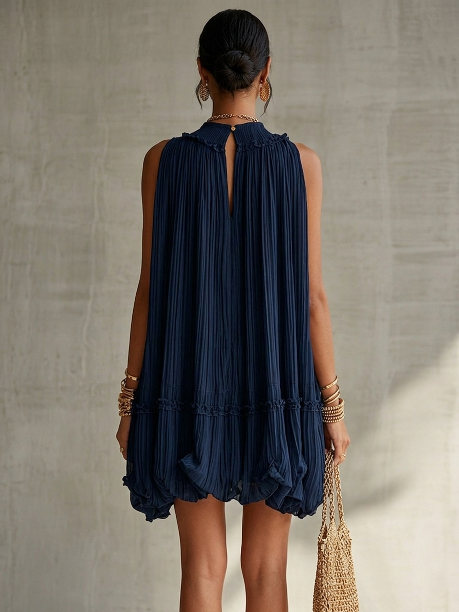 Camilla | Chiffon Halter Mini Dress with Balloon Skirt