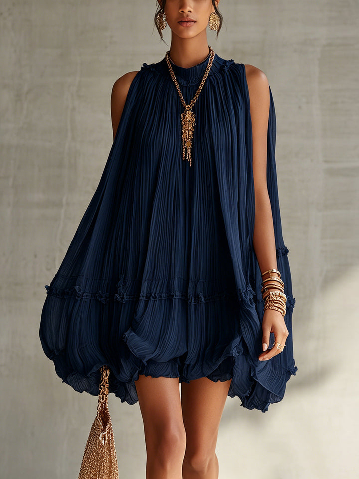Camilla | Chiffon Halter Mini Dress with Balloon Skirt
