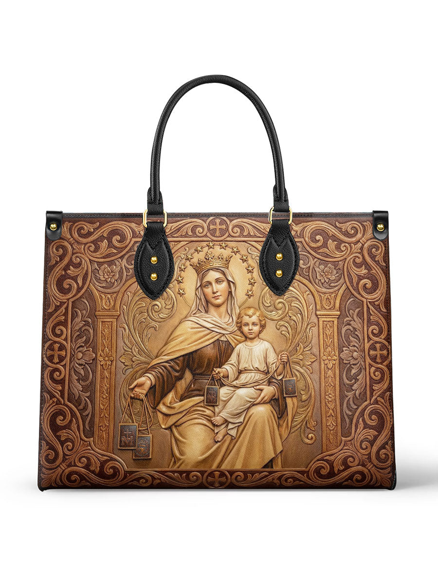 Catholight Lady Of Mount Carmel Personalized Leather Bag