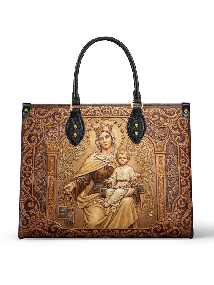 Catholight Lady Of Mount Carmel Personalized Leather Bag