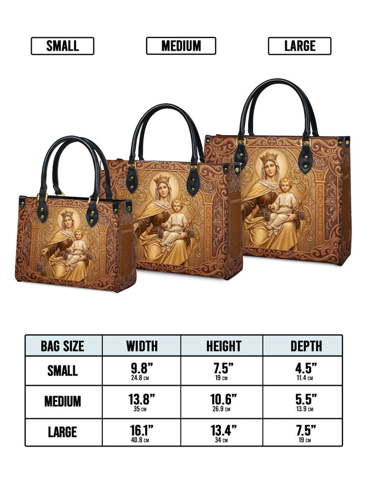 Catholight Lady Of Mount Carmel Personalized Leather Bag