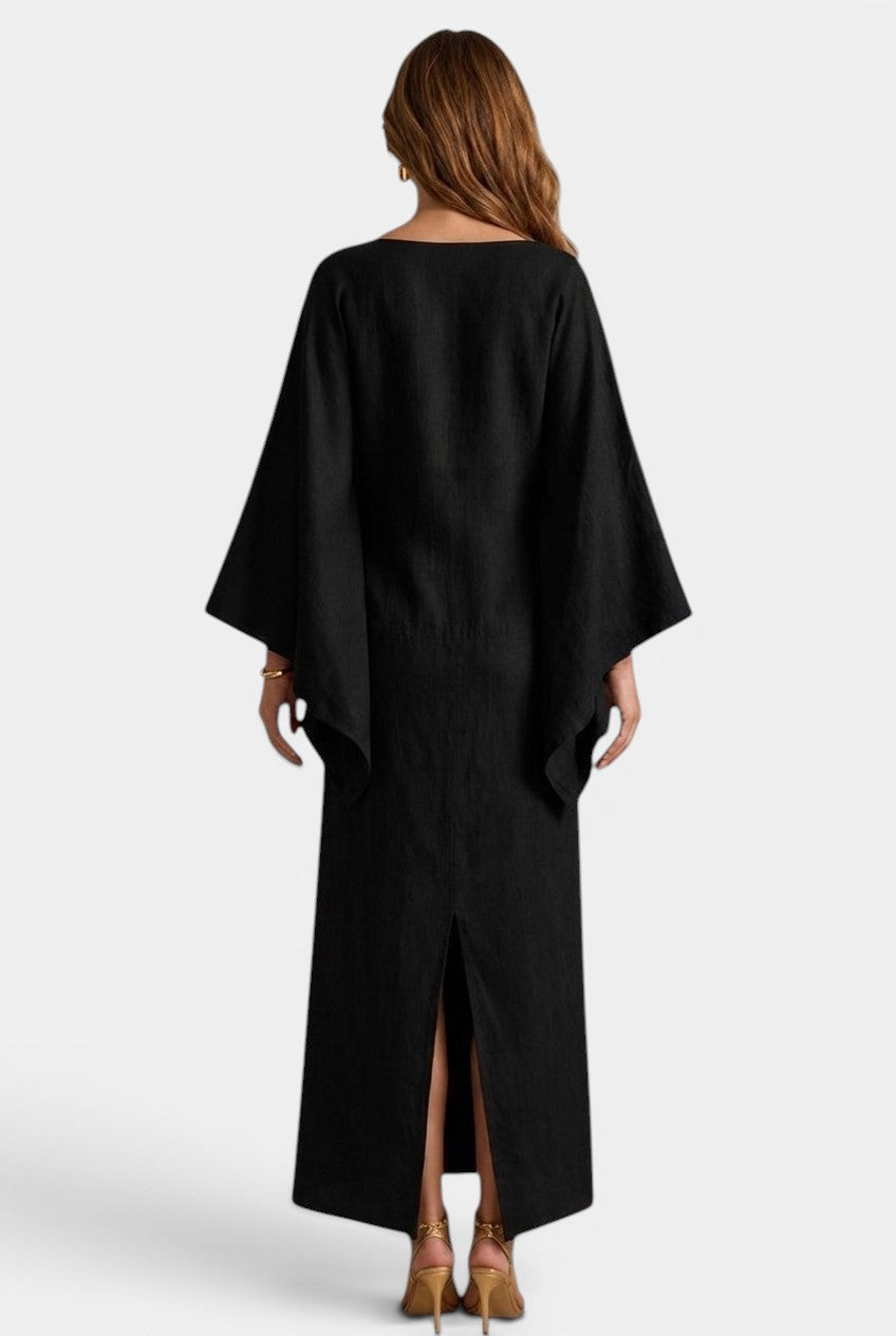 Kamilia™ | Kimono Midi Dress with Wrap Neckline & Wide Sleeves